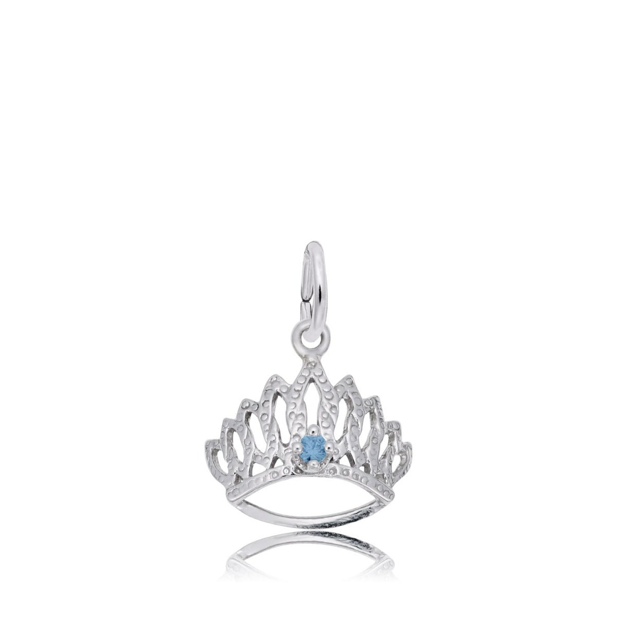 Blue CZ December Birthstone Tiara Charm in Sterling Silver