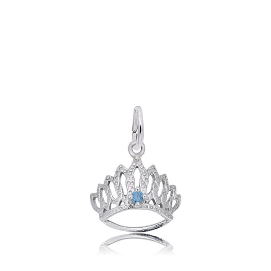 Blue CZ December Birthstone Tiara Charm in Sterling Silver