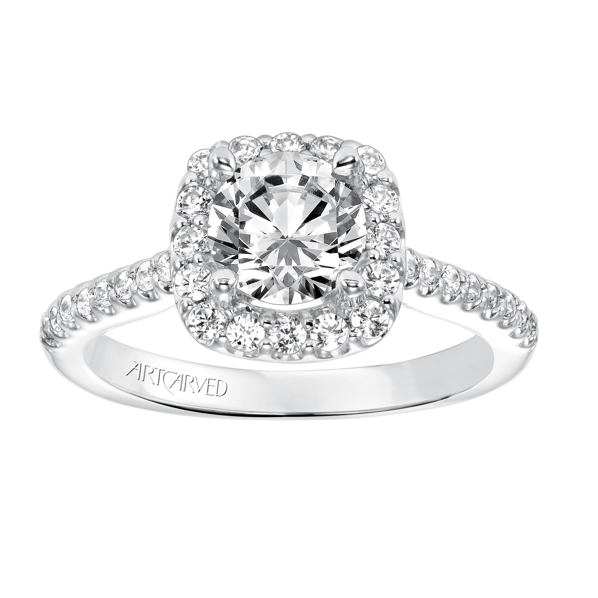 Artcarved Classic 1/2 ct. tw. Diamond Semi-Mount Engagement Ring with Halo in 14K White Gold