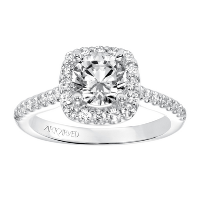 Artcarved Classic 1/2 ct. tw. Diamond Semi-Mount Engagement Ring with Halo in 14K White Gold