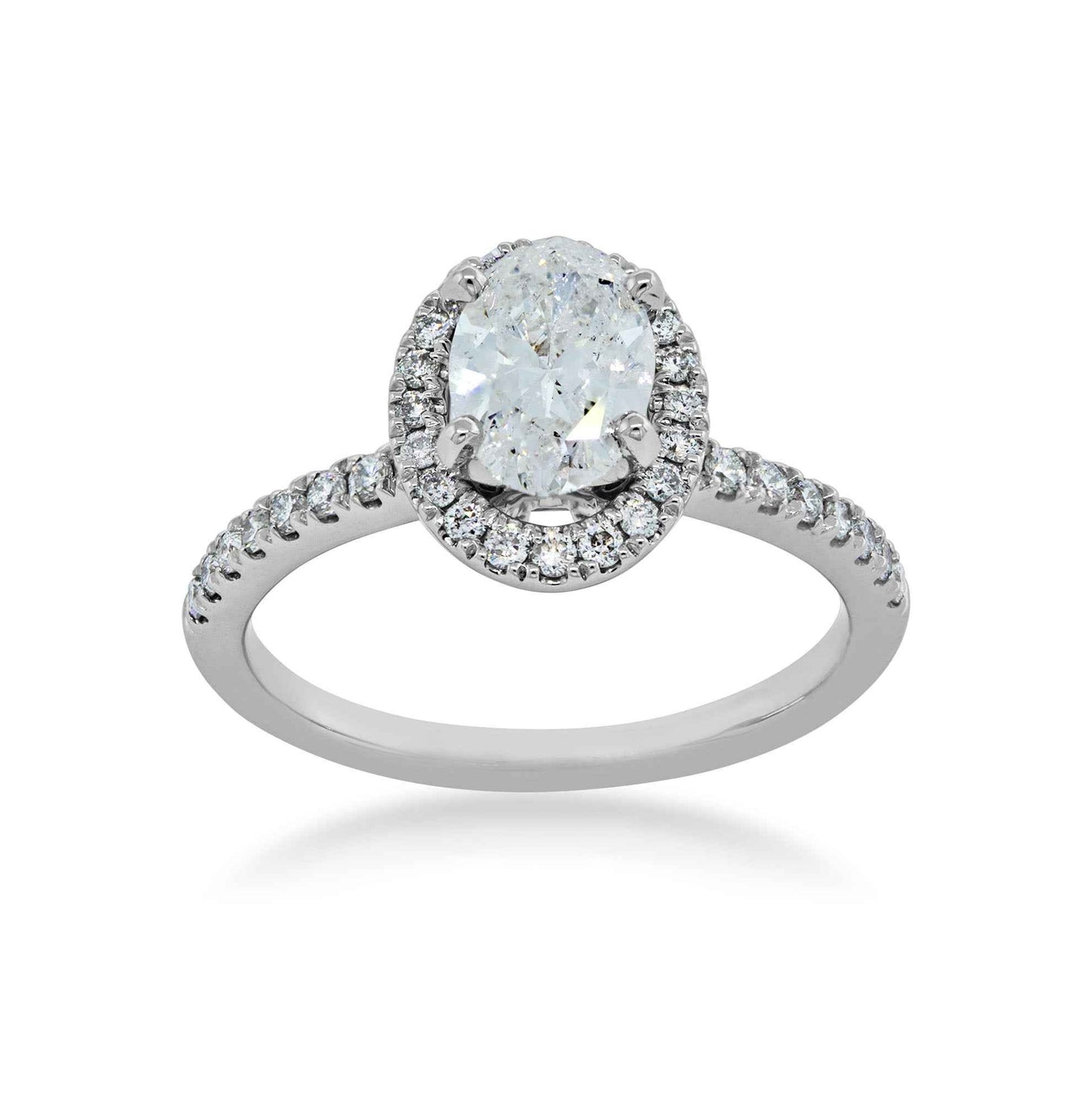 Natural 1-3/8 ct. tw. Oval Diamond Engagement Ring in 14K White Gold