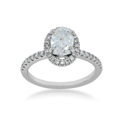 Natural 1-3/8 ct. tw. Oval Diamond Engagement Ring in 14K White Gold