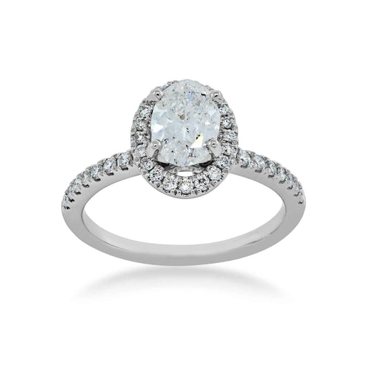 Natural 1-3/8 ct. tw. Oval Diamond Engagement Ring in 14K White Gold