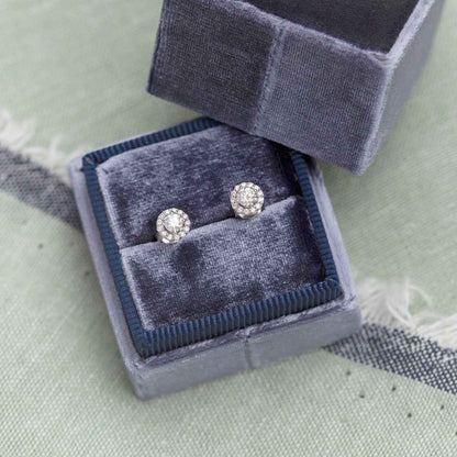 1/3 ct. tw. Round Brilliant Diamond Halo Earrings in 10K White Gold front view