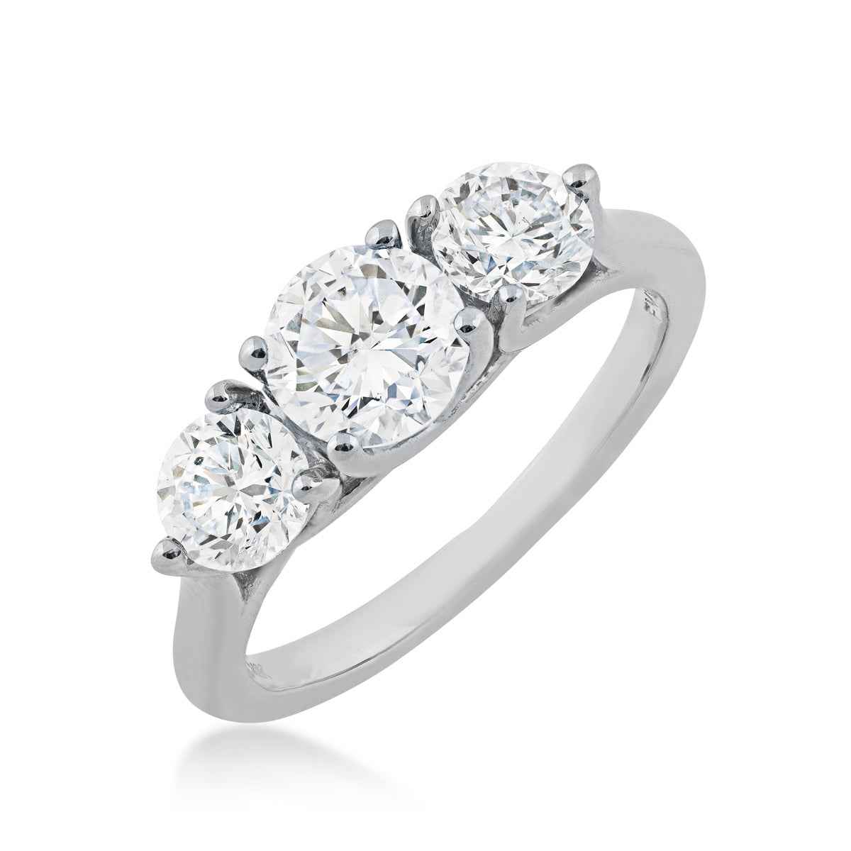 2 ct. tw. Classic Round Brilliant Diamond 3-Stone Anniversary Ring in 14K White Gold front view