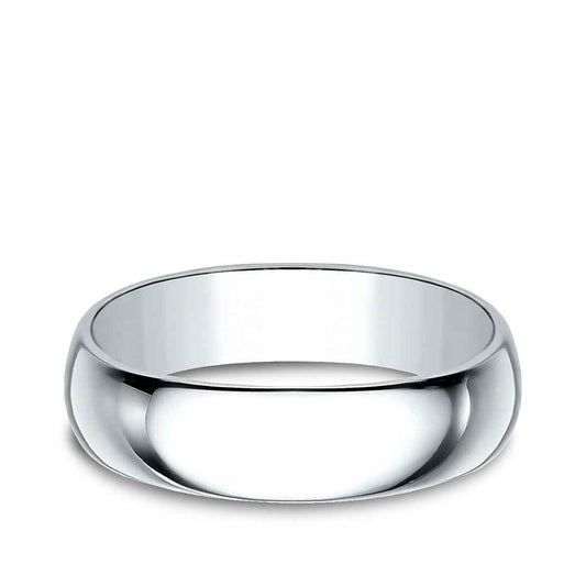 Benchmark Men's 6mm Dome Classic Fit Polished Wedding Ring in 10K White Gold