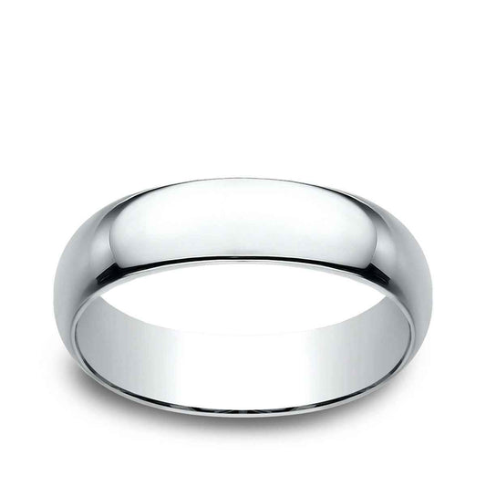 Benchmark Men's 6mm Dome Classic Fit Polished Wedding Ring in 10K White Gold