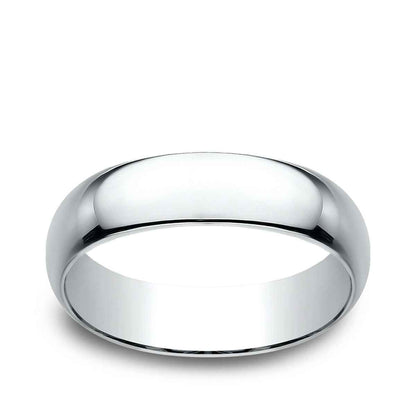 Benchmark Men's 6mm Dome Classic Fit Polished Wedding Ring in 14K White Gold