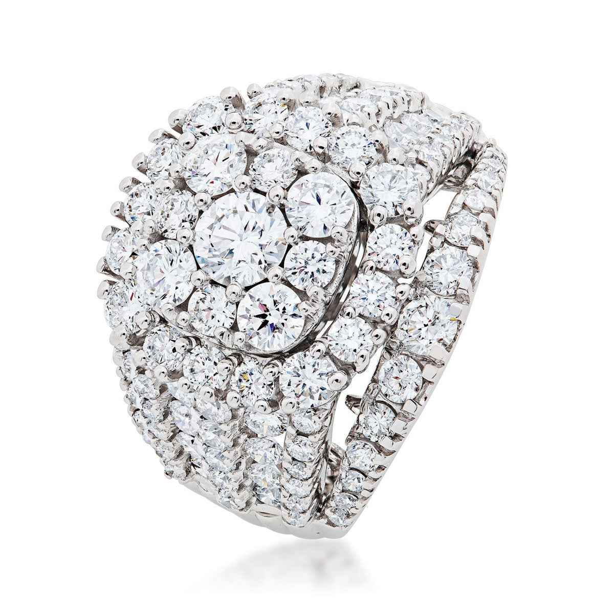 Adamante 4 ct. tw. Lab-Grown Diamond Cluster Engagement Ring in 14K White Gold front view