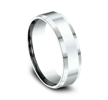 Benchmark Men's 6MM High Polish Wedding Band in 10K White Gold front view