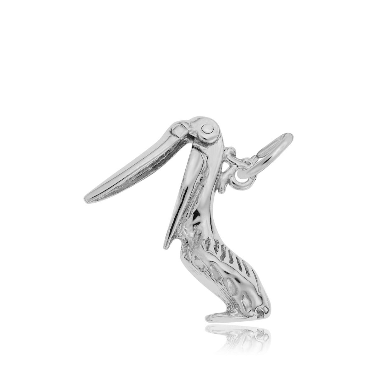 Pelican Bird Charm in Sterling Silver