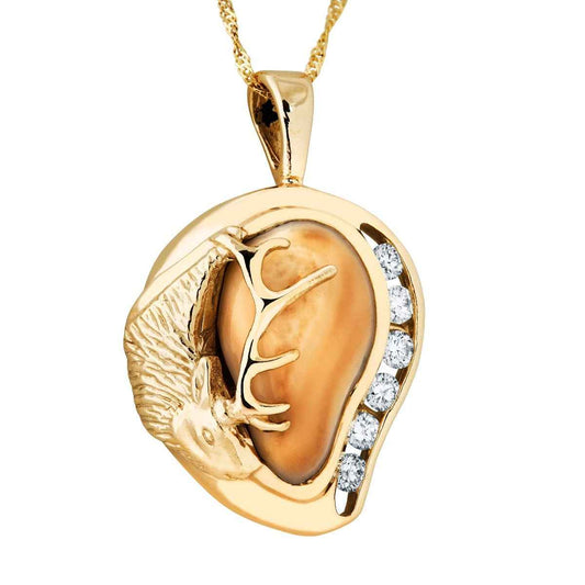 Ladies' Elk Ivory & 1/3 ct. tw. Channel Set Diamond Necklace in 10K Yellow Gold - I20519D Chesapeake