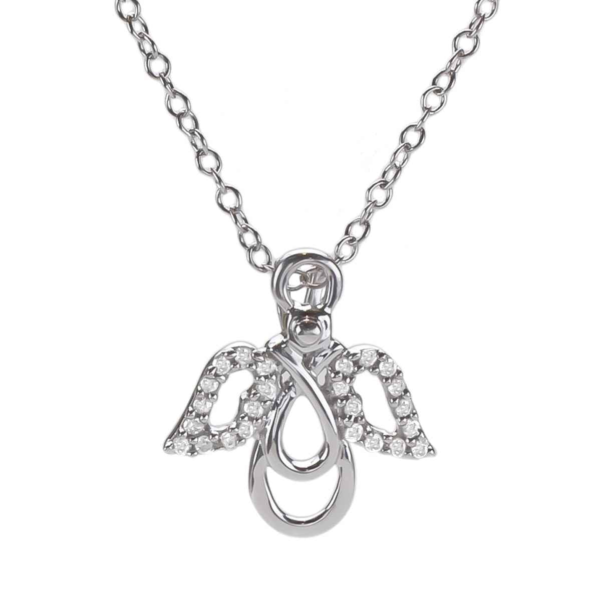 1/10 ct. tw. Diamond Winged Angel Fashion Pendant in 10K White Gold