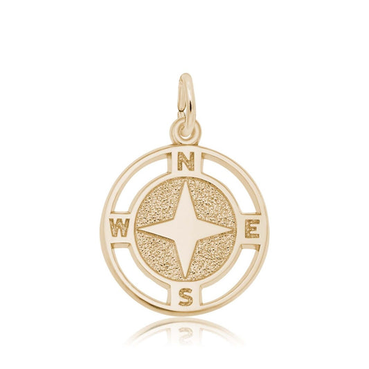 Nautical Compass Charm in 14K Yellow Gold