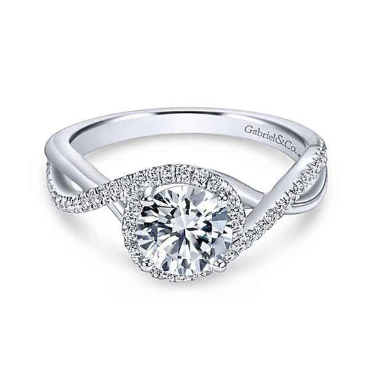 Gabriel & Co. 1/4 ct. Round Semi-Mount Twisted Engagement Ring in 14K Gold