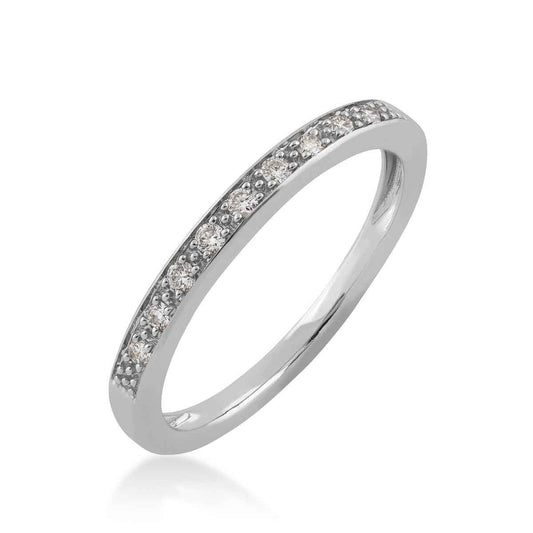 Perfect Match 1/8 ct. tw. Round Diamond Stackable Anniversary Band in 10K White Gold front view