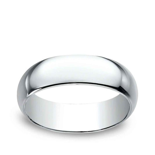 Benchmark Men's 7mm Dome Classic Fit Polished Wedding Ring in 10K White Gold