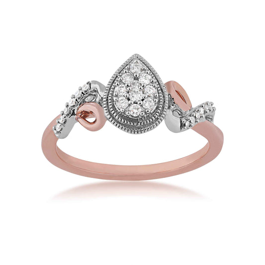 I Promise 1/6 ct. tw. Pear-Shaped Cluster Diamond Promise Ring in 10K White and Pink Gold