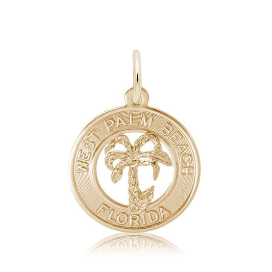 West Palm Beach Florida Charm in 14K Yellow Gold