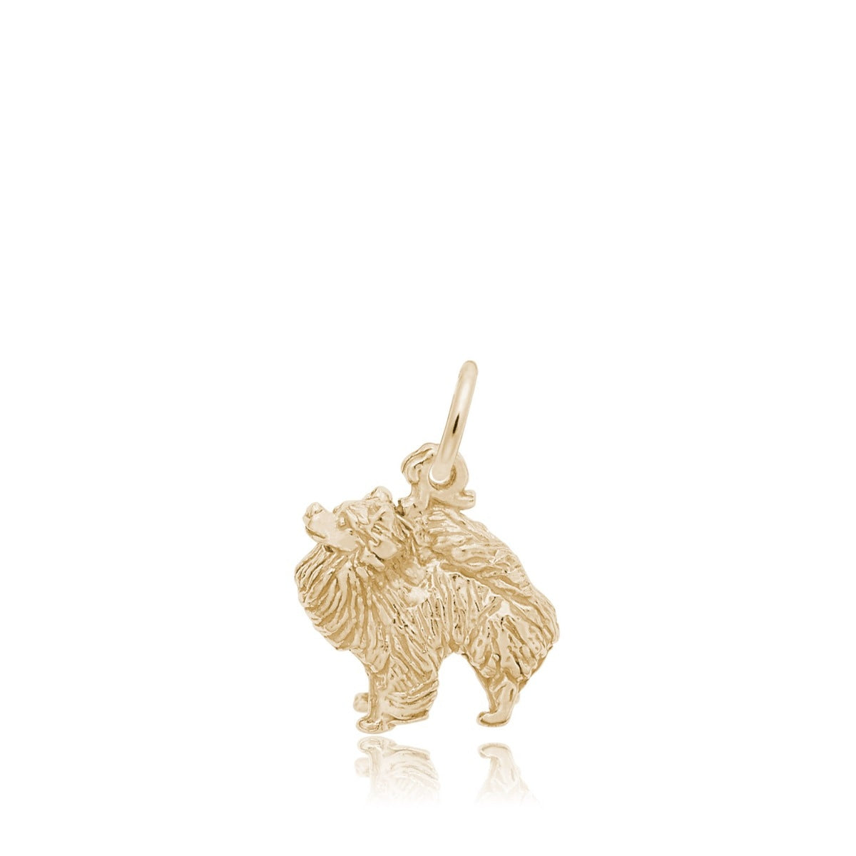Pomeranian Dog Charm in 14K Yellow Gold