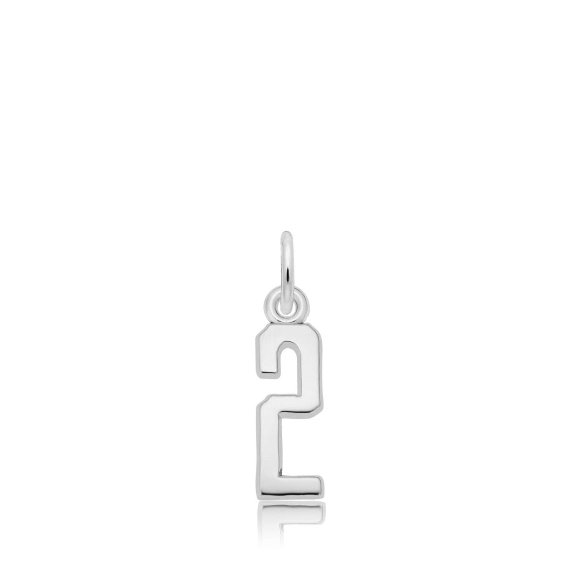 Number 2 Charm in Sterling Silver