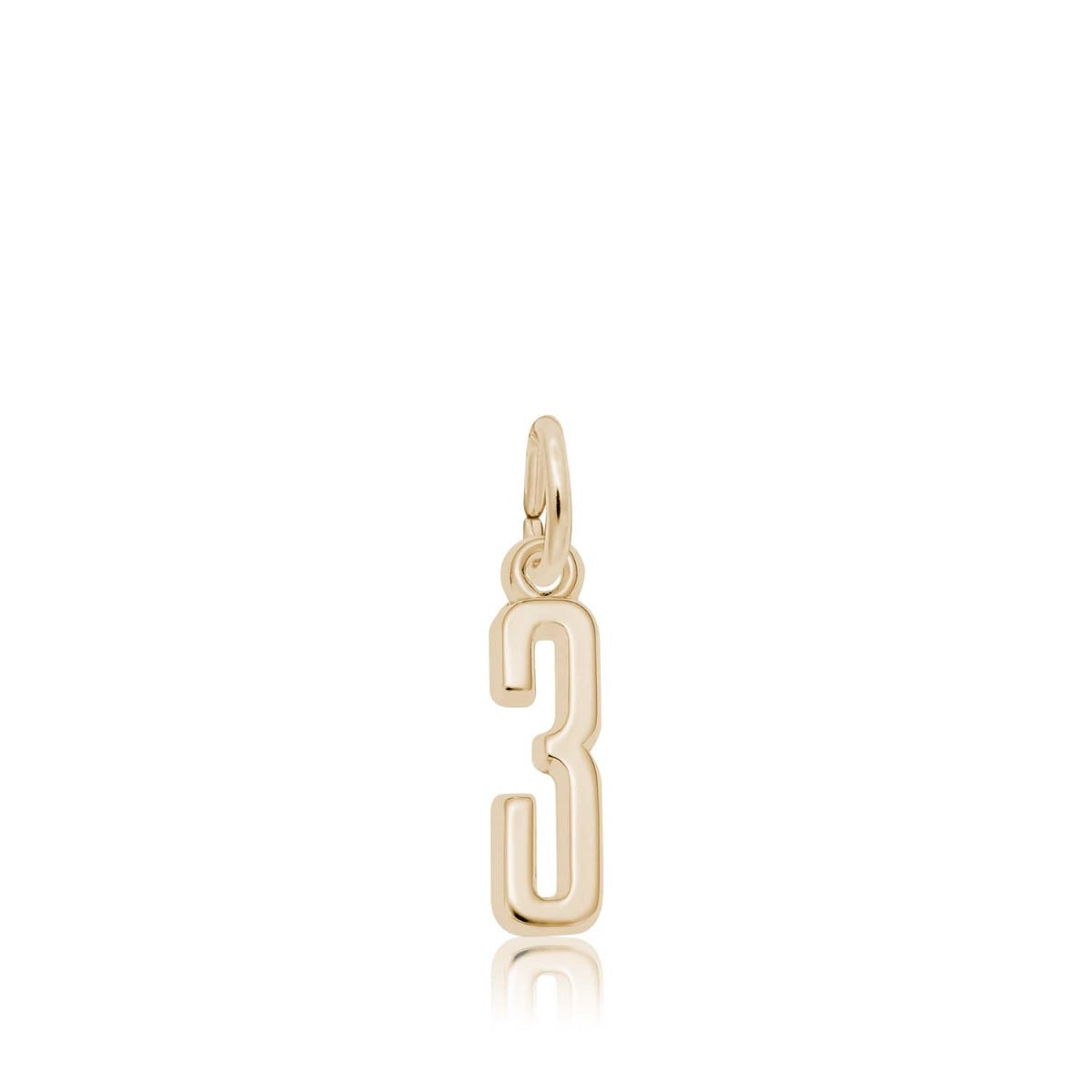 Number 3 Charm in 14K Yellow Gold