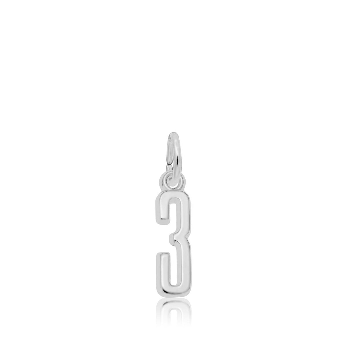 Number 3 Charm in Sterling Silver