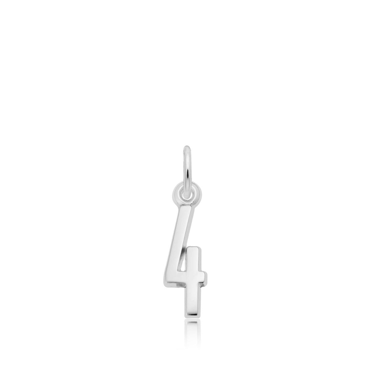 Number 4 Charm in Sterling Silver