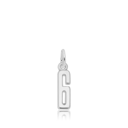 Number 6 Charm in Sterling Silver