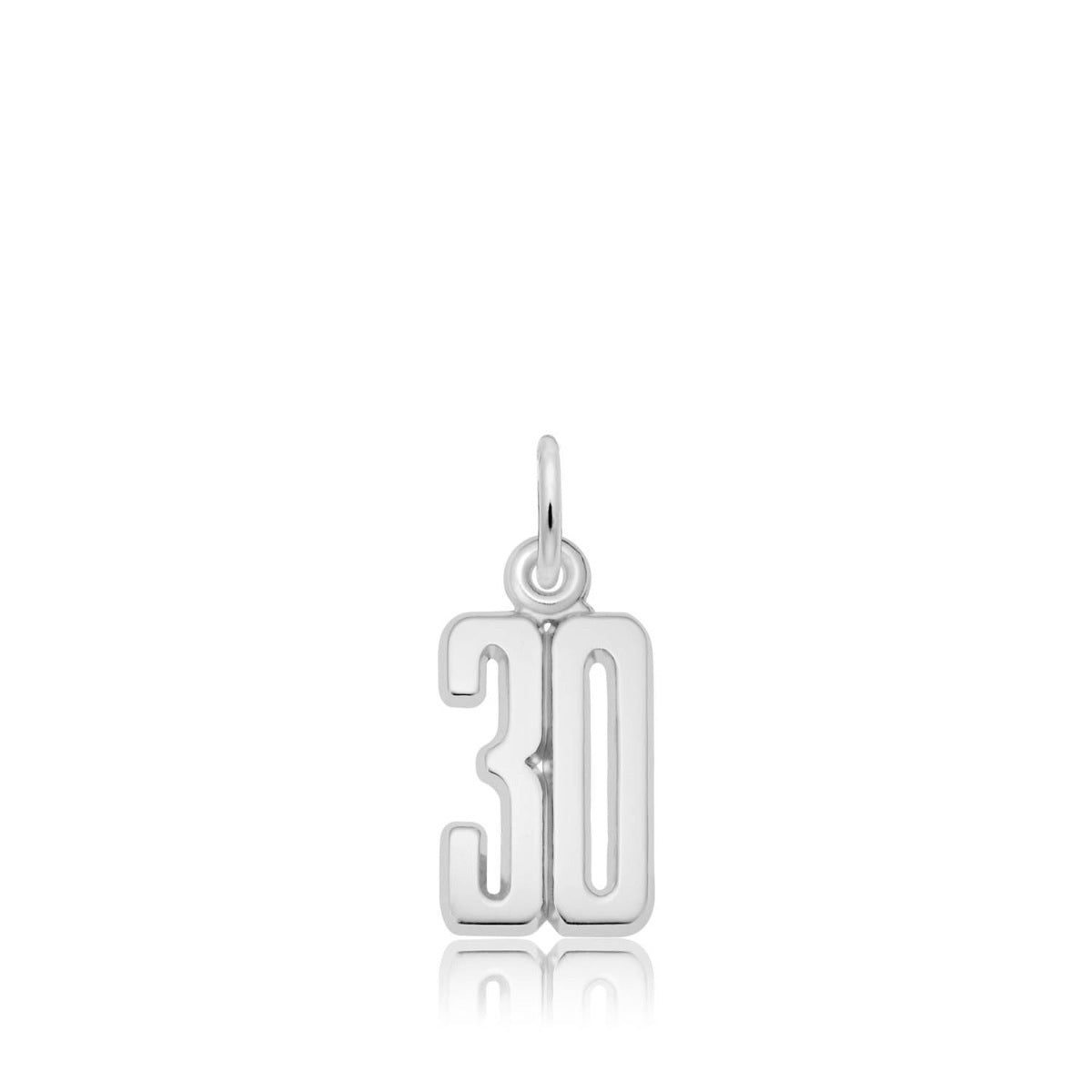 Number 30 Charm in Sterling Silver