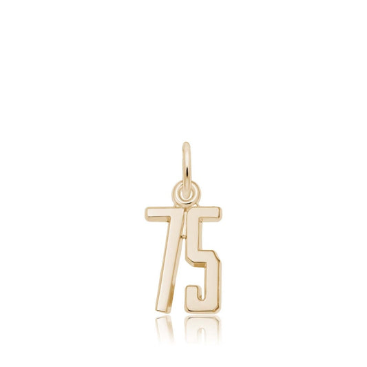 Number 75 Charm in 14K Yellow Gold