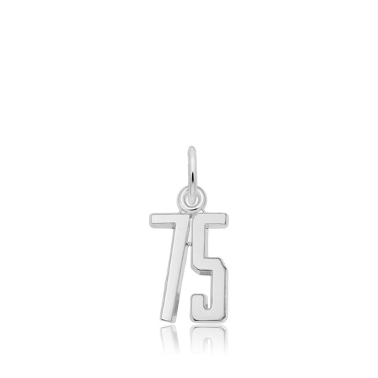Number 75 Charm in Sterling Silver