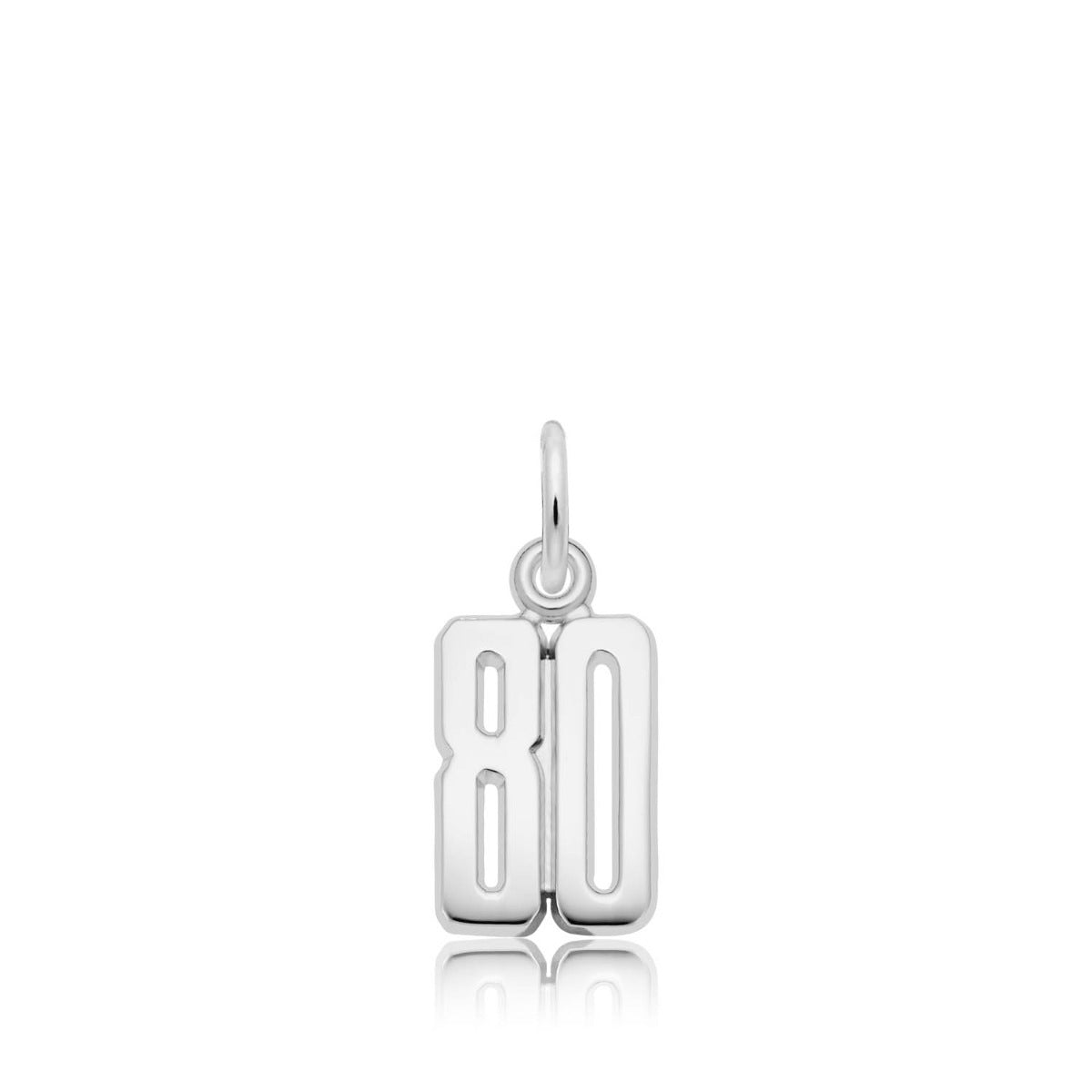 Number 80 Charm in Sterling Silver