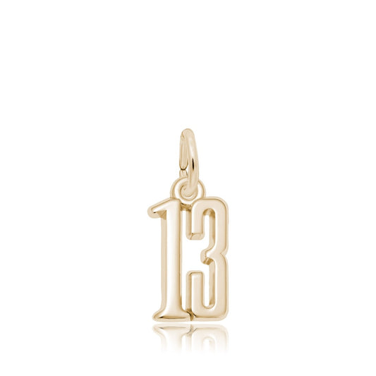 Number 13 Charm in 14K Yellow Gold