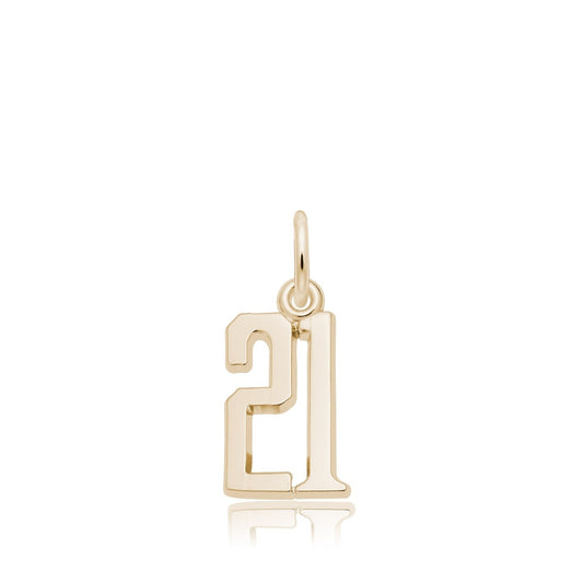 Number 21 Charm in 14K Yellow Gold