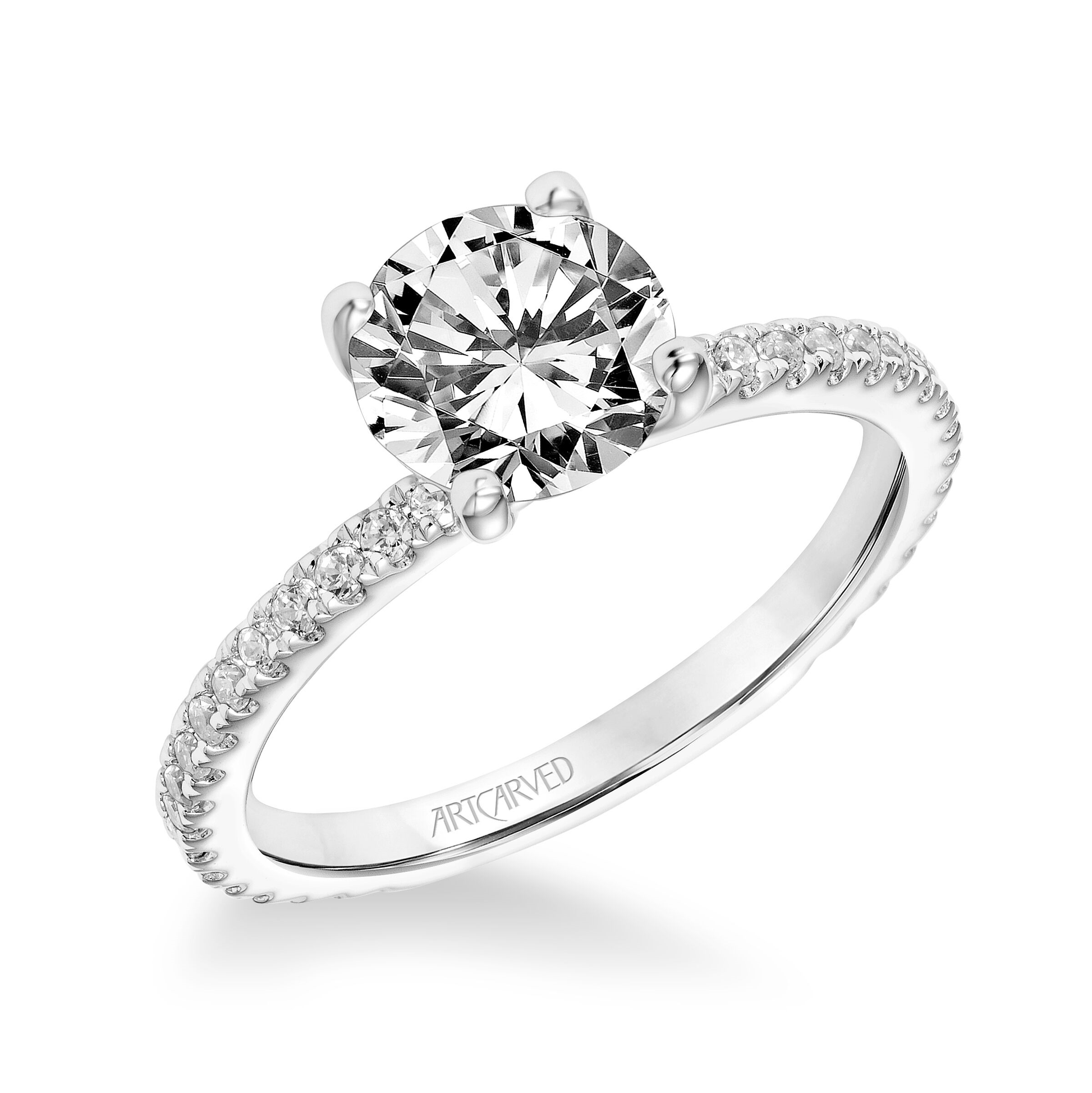 Artcarved Classic 1/3 ct. tw. Diamond Semi-Mount Engagement Ring in 14K White Gold side profile