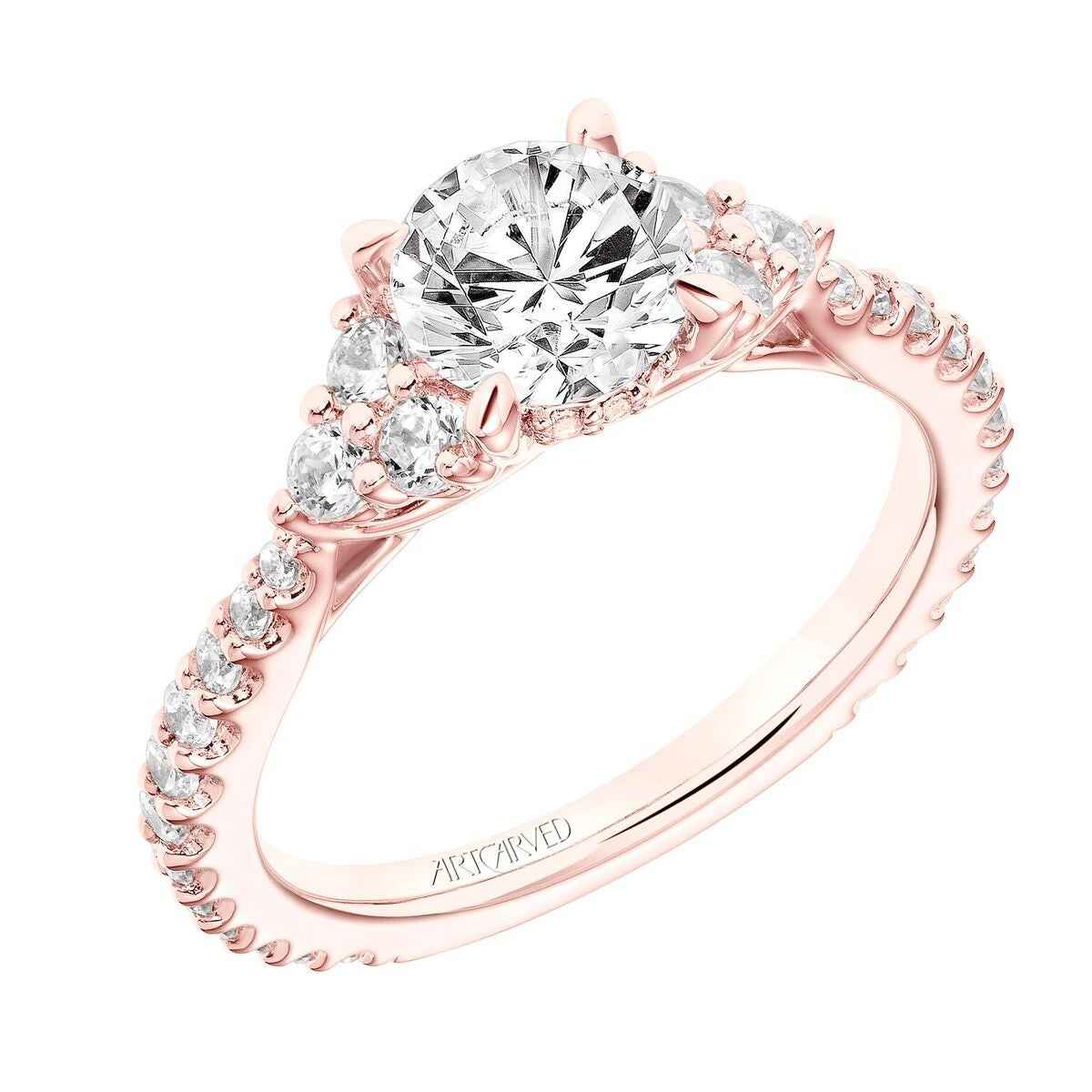 Artcarved Classic 1/2 ct. tw. Diamond Semi-Mount Engagement Ring in 14K Pink Gold side profile