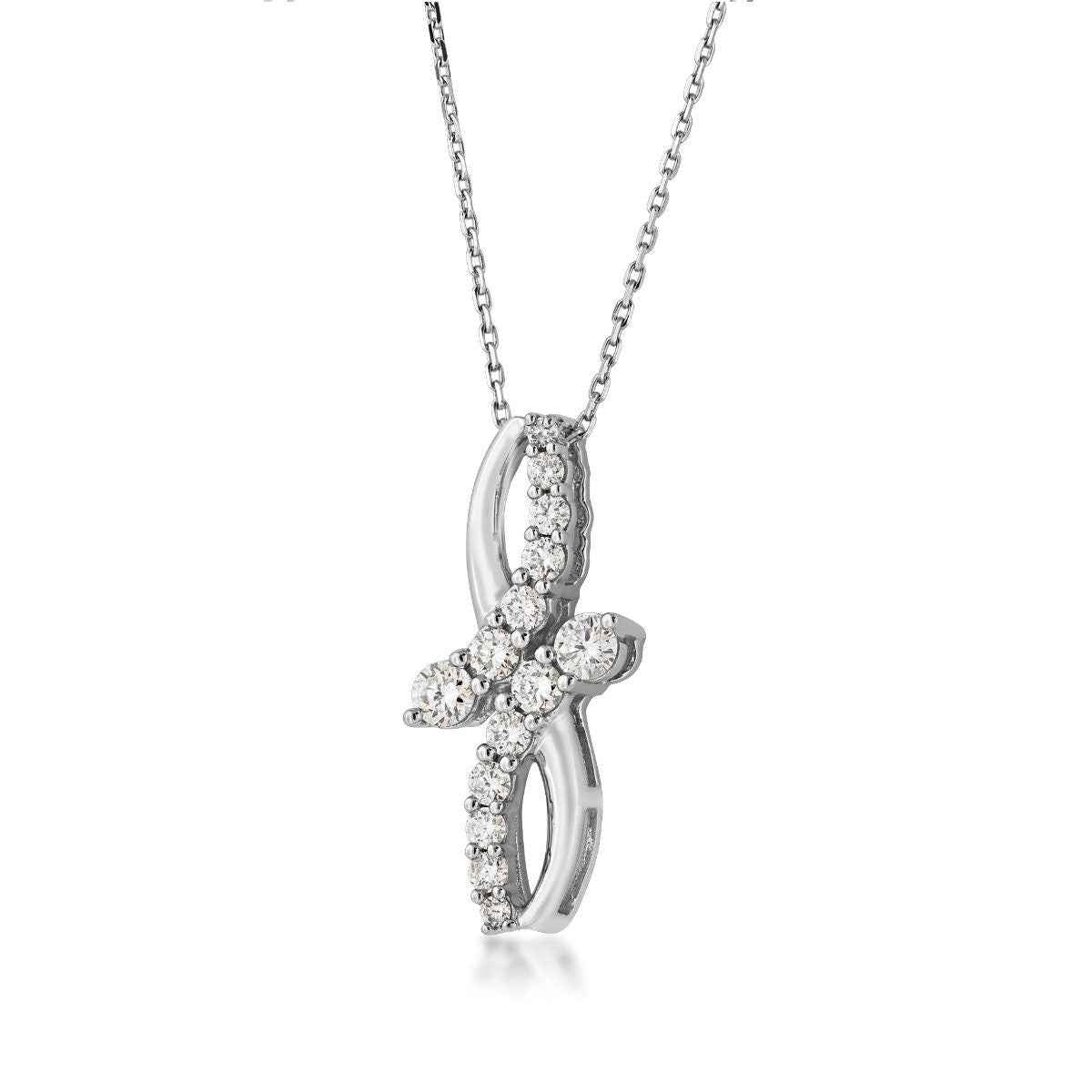 Journey Collection 1/4 ct. tw. Diamond Bypass Pendant in 10K White Gold