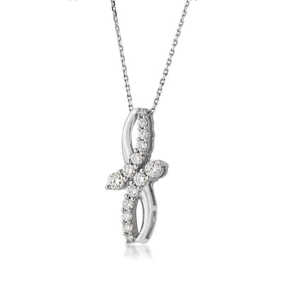 Journey Collection 1/4 ct. tw. Diamond Bypass Pendant in 10K White Gold