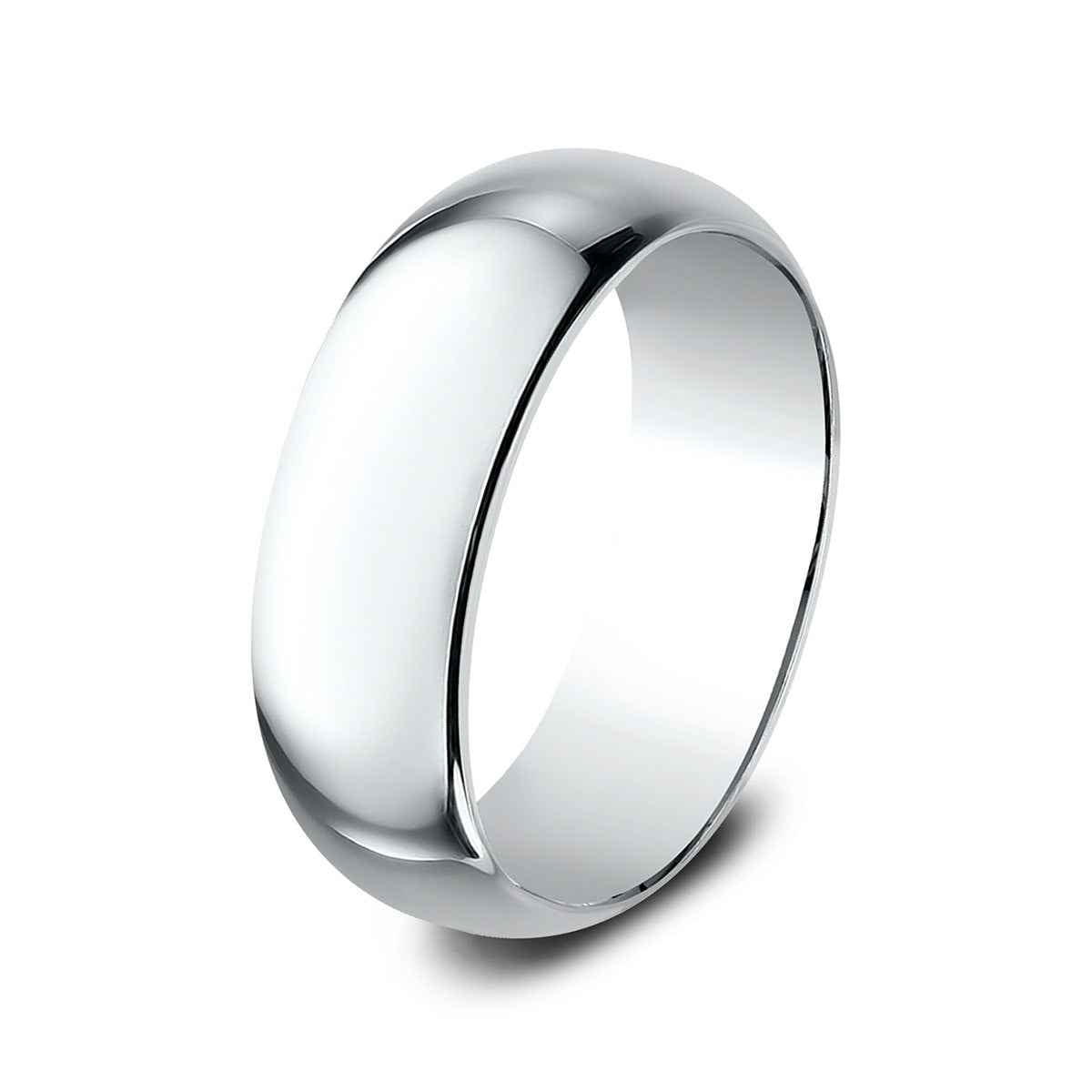 Benchmark Men's 8mm Dome Classic Fit Polished Wedding Ring in 10K White Gold