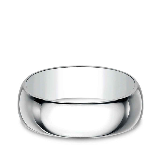 Benchmark Men's 8mm Dome Classic Fit Polished Wedding Ring in 10K White Gold