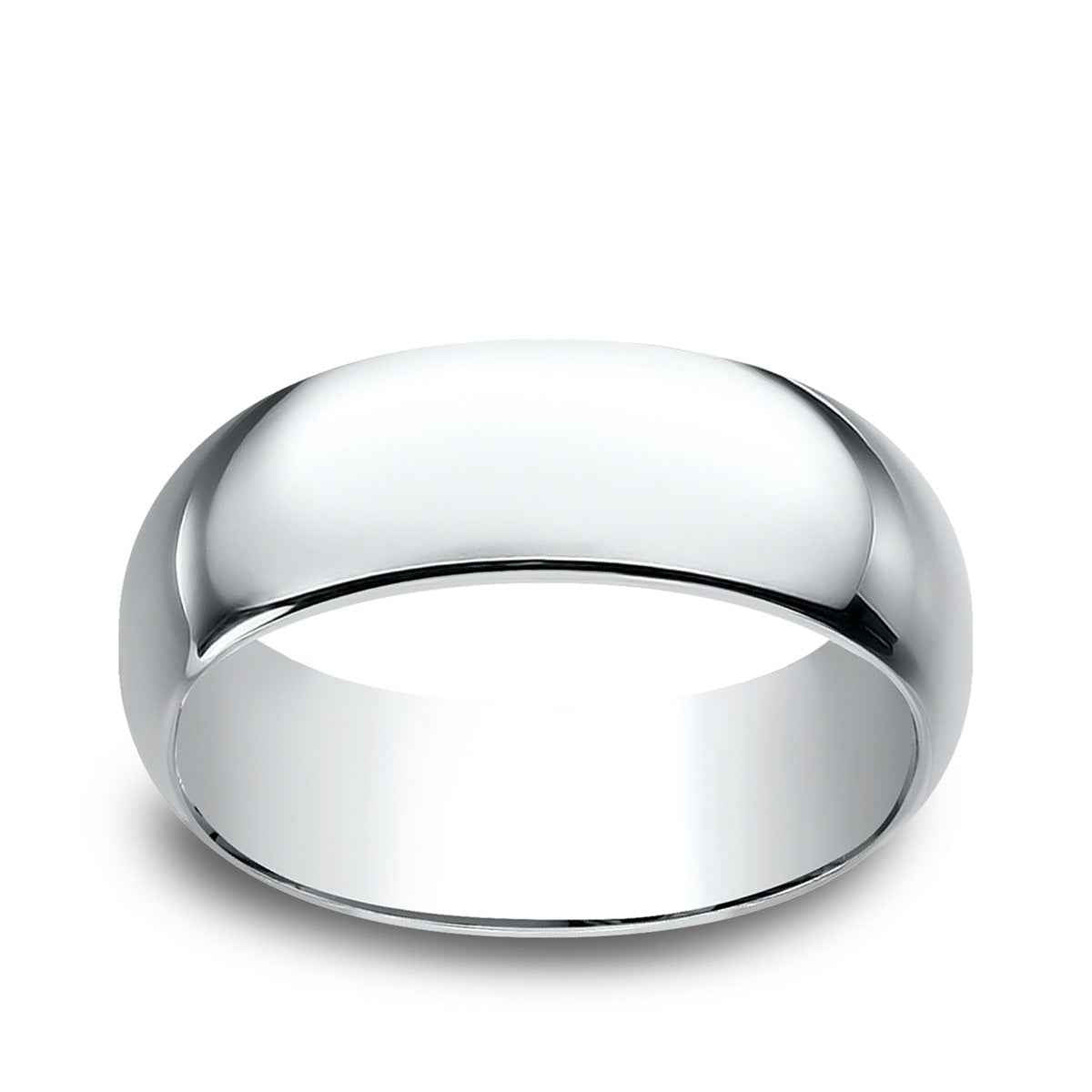 Benchmark Men's 8mm Dome Classic Fit Polished Wedding Ring in 10K White Gold