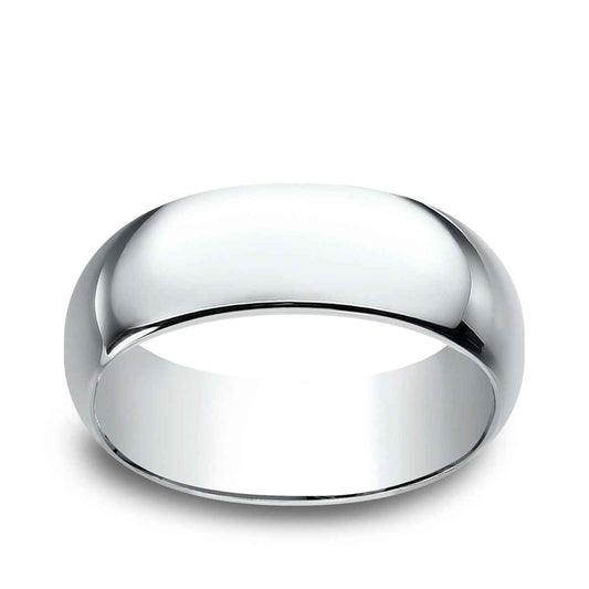 Benchmark Men's 8mm Dome Classic Fit Polished Wedding Ring in 14K White Gold