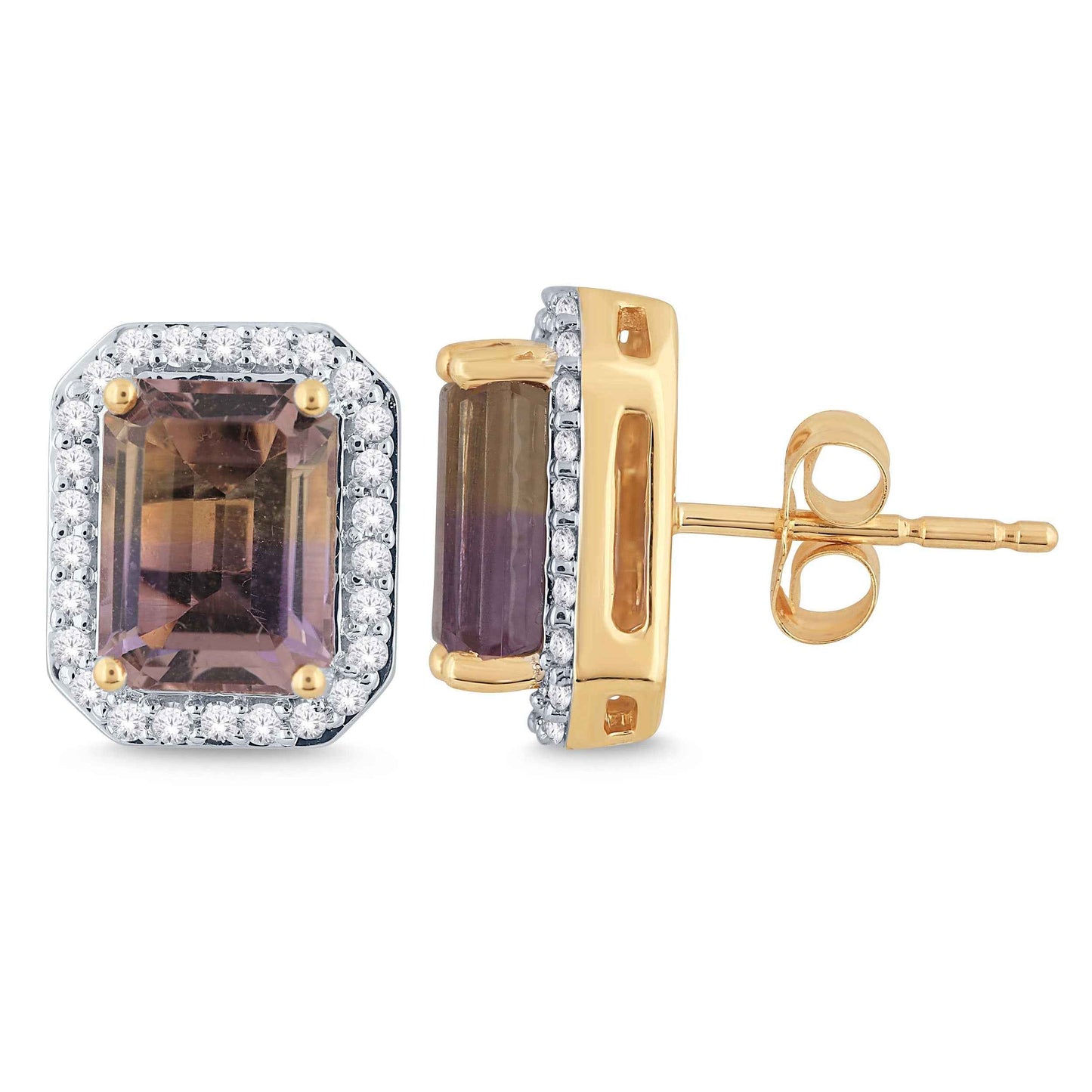 Ametrine and 1/4 ct. tw. Diamond Fashion Earrings in 10K Yellow Gold