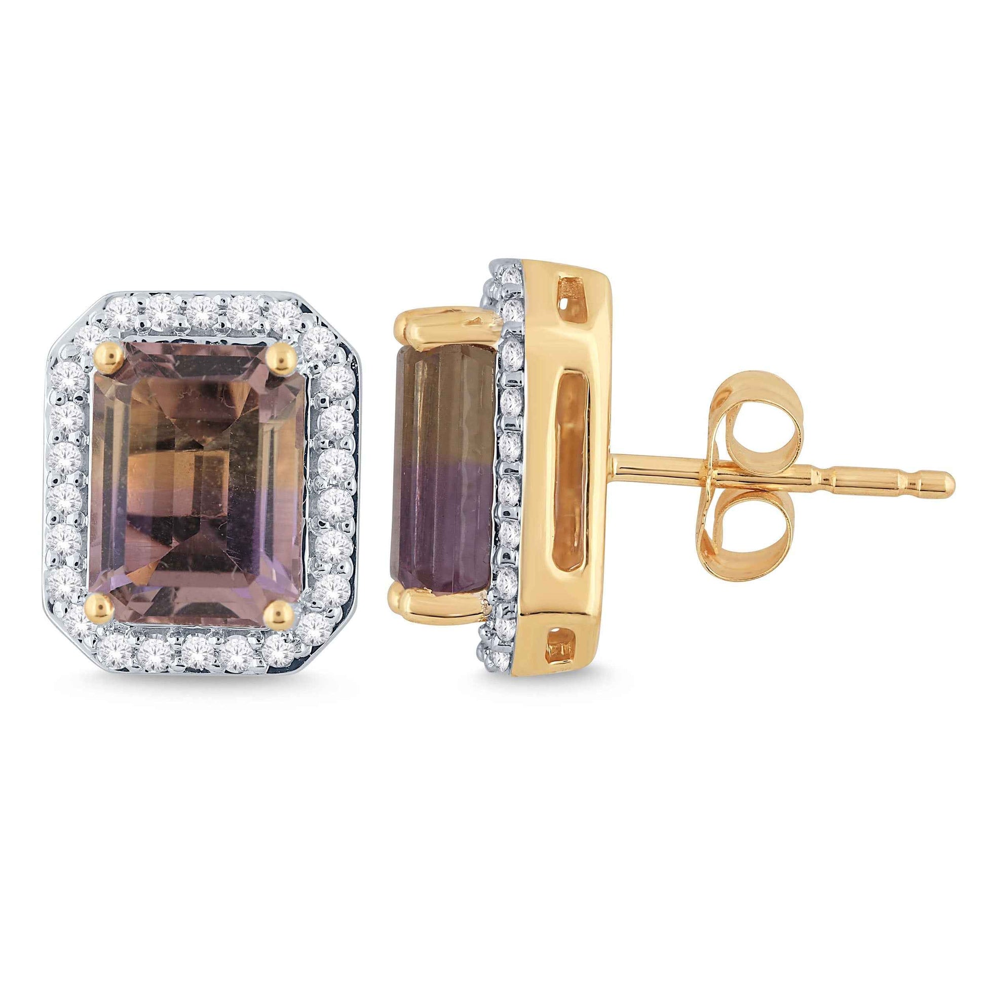 Ametrine and 1/4 ct. tw. Diamond Fashion Earrings in 10K Yellow Gold