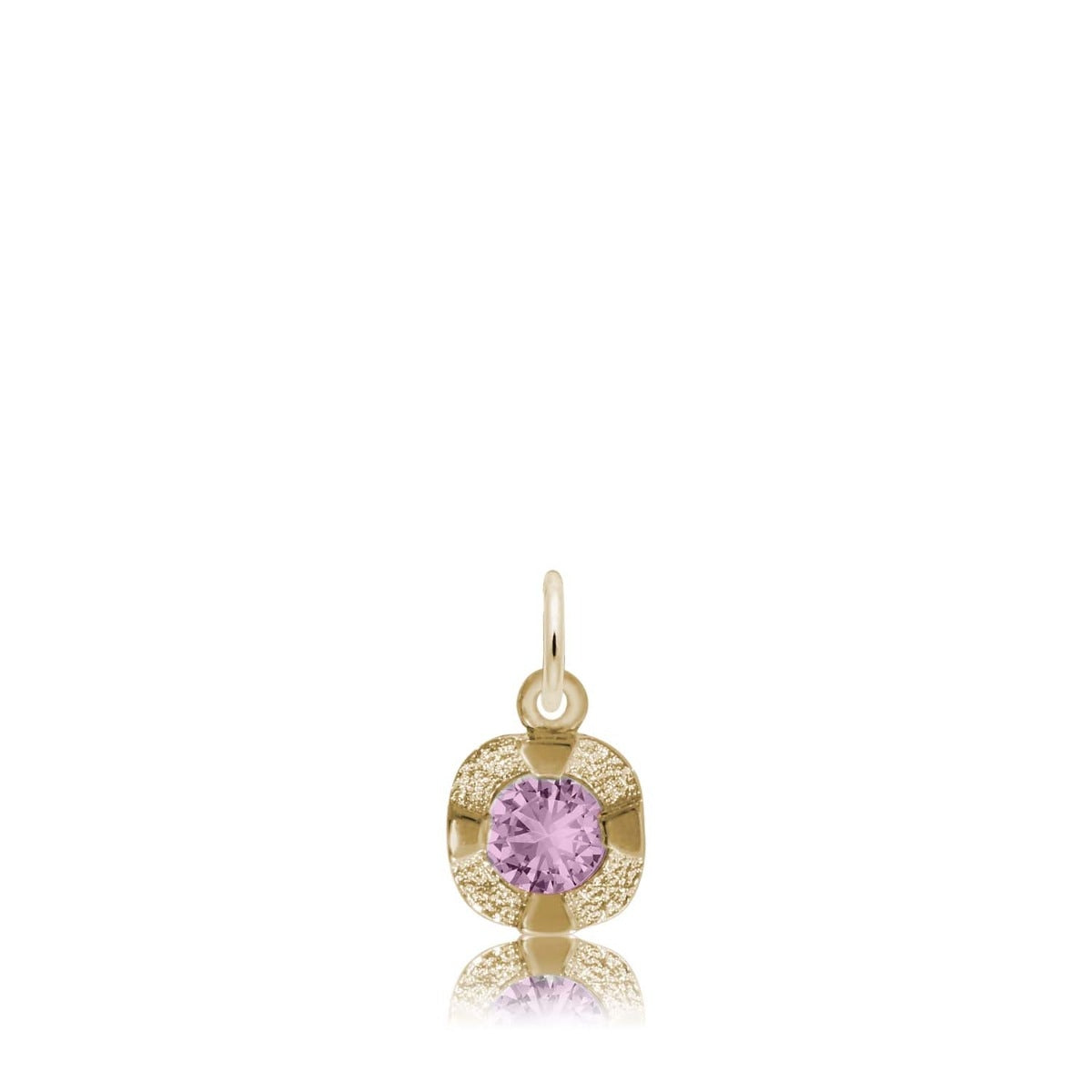 Synthetic Amethyst February Birthstone Disc Charm in 14K Yellow Gold