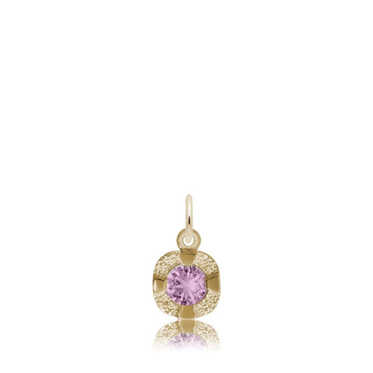 Synthetic Amethyst February Birthstone Disc Charm in 14K Yellow Gold