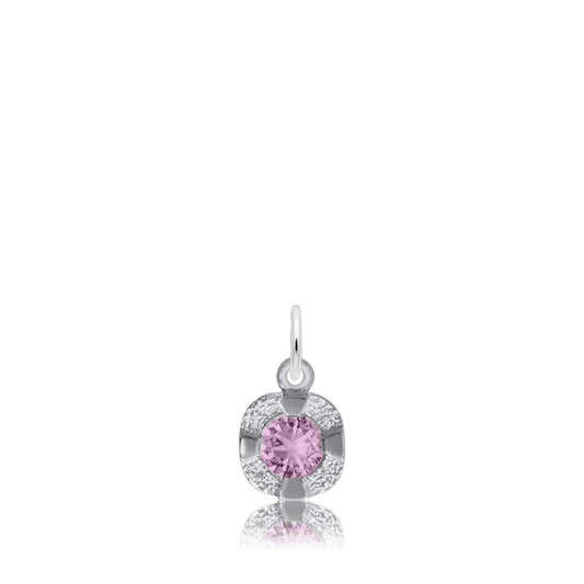 Synthetic Amethyst February Birthstone Disc Charm in Sterling Silver