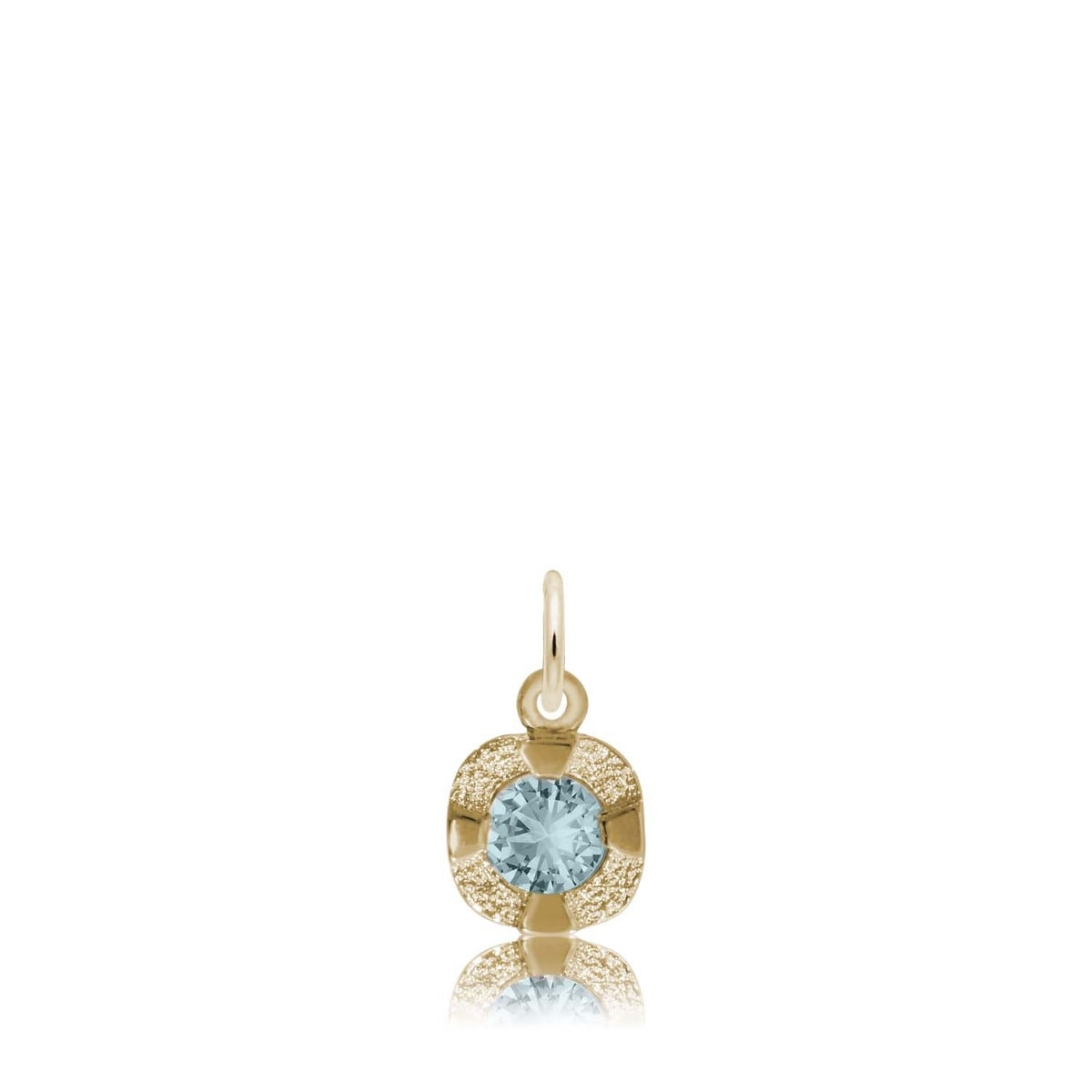 Synthetic Aquamarine March Birthstone Disc Charm in 14K Yellow Gold