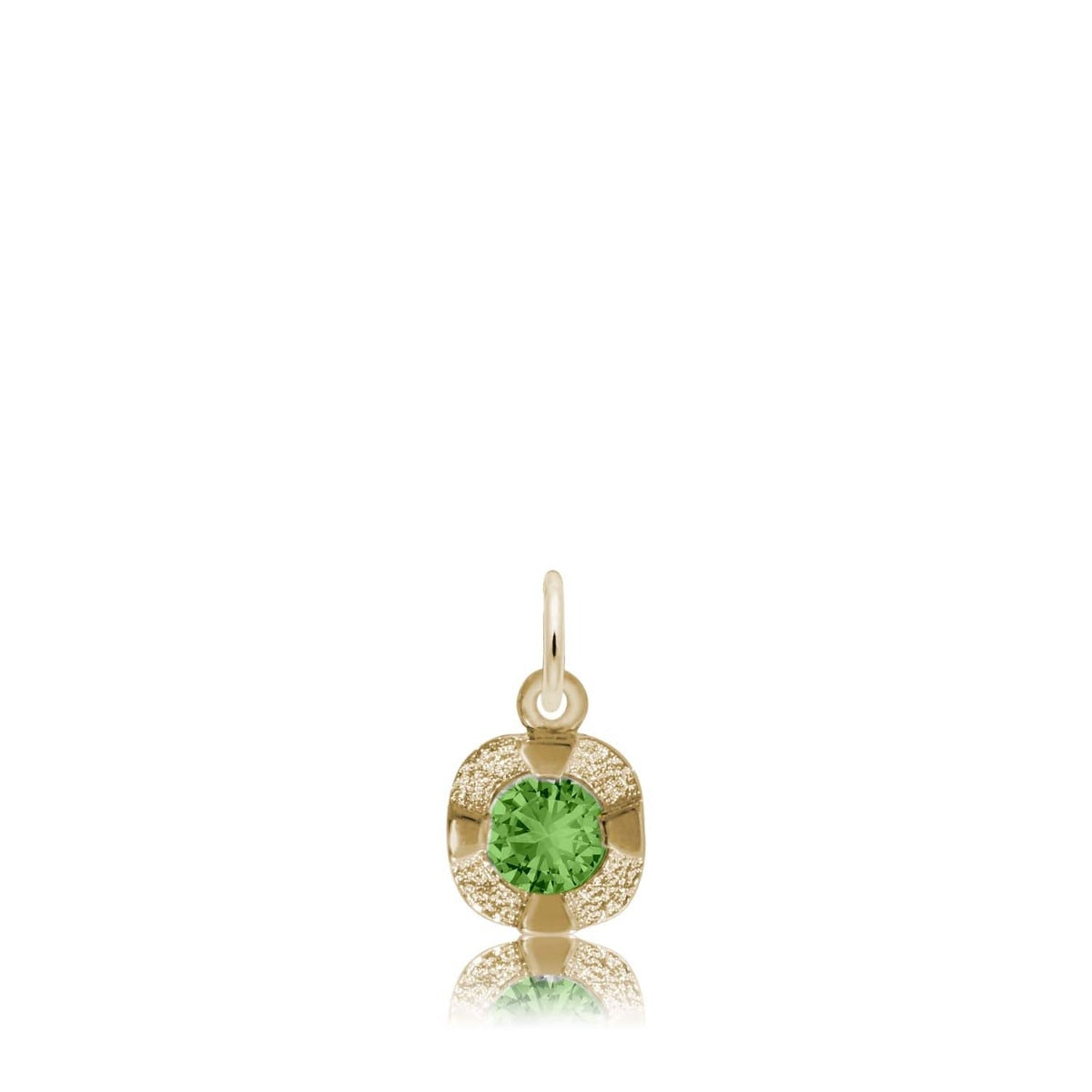 Synthetic Emerald May Birthstone Disc Charm in 14K Yellow Gold